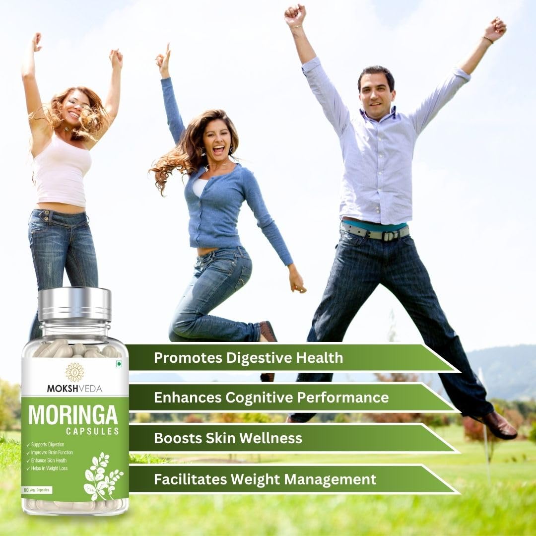 MOKSHVEDA Moringa Extract/Drumstick Leaf Extract Veg Supplement, 60 Vegetarian Capsules (Pack of 1)