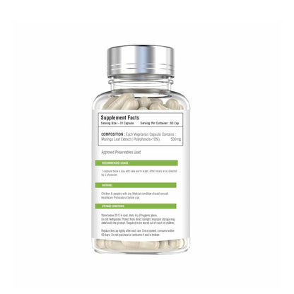 MOKSHVEDA Moringa Extract/Drumstick Leaf Extract Veg Supplement, 60 Vegetarian Capsules (Pack of 1)