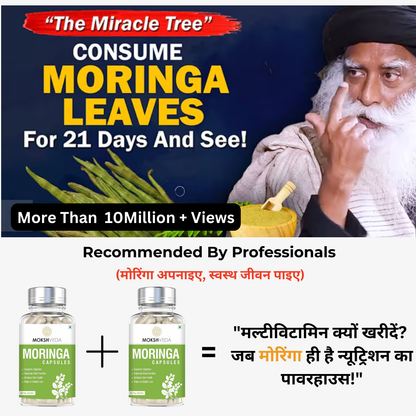 MOKSHVEDA Moringa Extract/Drumstick Leaf Extract Veg Supplement, 60 Vegetarian Capsules (Pack of 1)
